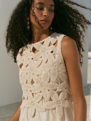 Mint Velvet Cream Cotton Blend Crochet Maxi Dress - Image 4 of 8