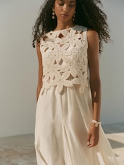 Mint Velvet Cream Cotton Blend Crochet Maxi Dress - Image 5 of 8