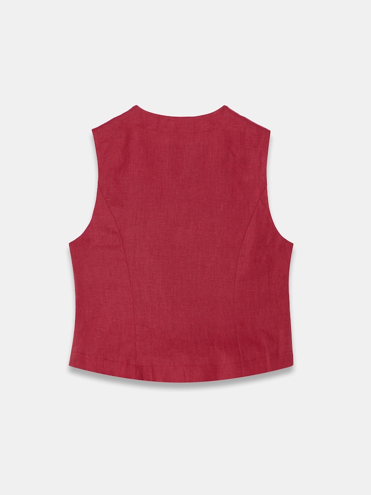 Mint Velvet Red Linen Military Trim Top - Image 8 of 8 Mint Velvet Red Linen Military Trim Top - Image 8 of 8