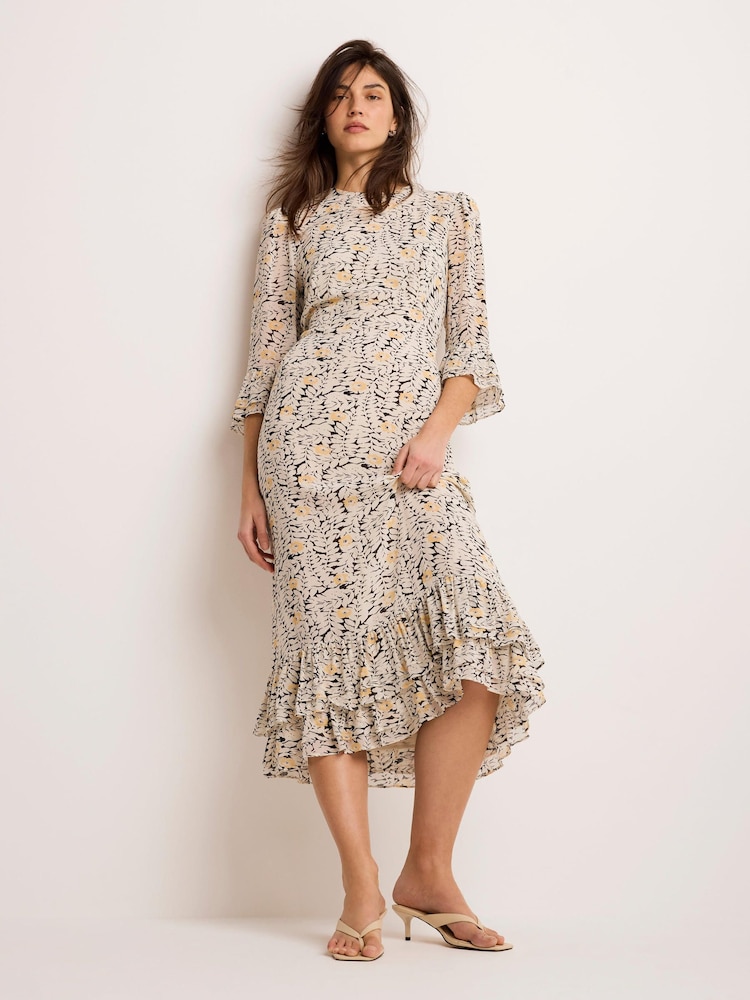 Mint Velvet Black Floral Print Midi Dress - Image 2 of 8 Mint Velvet Black Floral Print Midi Dress - Image 2 of 8