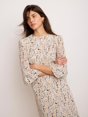 Mint Velvet Black Floral Print Midi Dress - Image 5 of 8