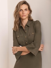 فستان بتصميم قميص دنيم متوسط الطول من Mint Velvet - Image 4 of 8