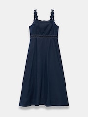 Mint Velvet Navy Blue Linen Midi Dress - Image 7 of 8