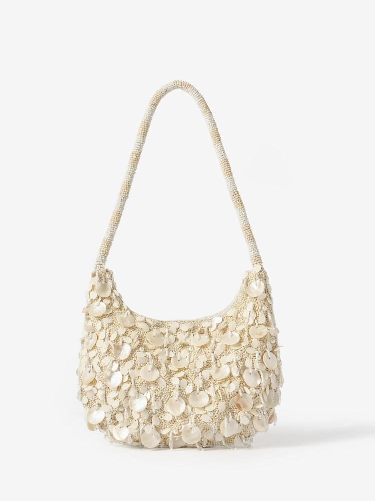 Mint Velvet Cream Cleo Detail Shoulder Bag - Image 1 of 4