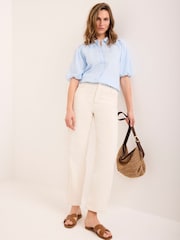 Mint Velvet Blue Puff Sleeve Shirt - Image 2 of 7