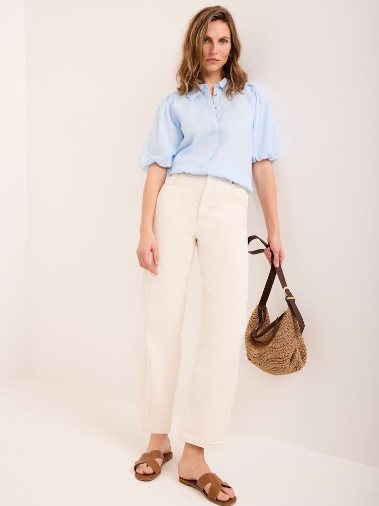 Mint Velvet Blue Puff Sleeve Shirt - Image 2 of 7