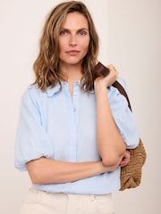 Mint Velvet Blue Puff Sleeve Shirt - Image 3 of 7