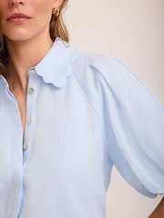 Mint Velvet Blue Puff Sleeve Shirt - Image 4 of 7