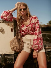 Mint Velvet Red Floral Print Blouse - Image 1 of 8