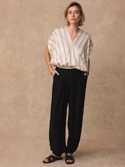 Mint Velvet Natural Pinstriped Wrap Blouse - Image 4 of 8