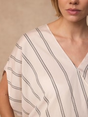 Mint Velvet Natural Pinstriped Wrap Blouse - Image 6 of 8