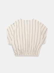 Mint Velvet Natural Pinstriped Wrap Blouse - Image 8 of 8