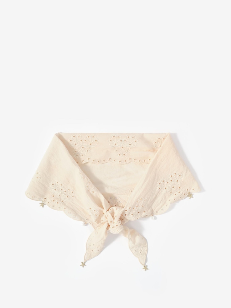 Mint Velvet Cream Cotton Broderie Charm Scarf - Image 1 of 2