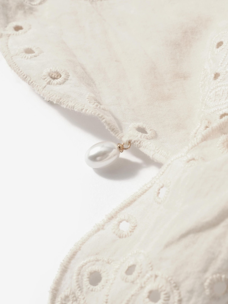 Mint Velvet Cream Cotton Broderie Charm Scarf - Image 2 of 2