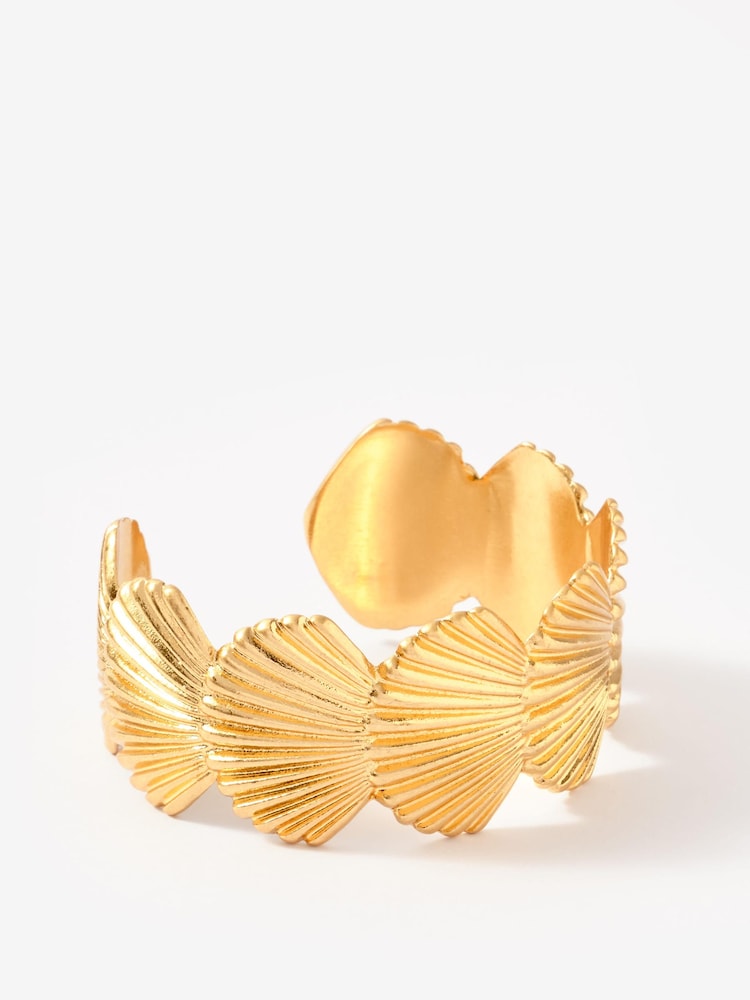 Mint Velvet Gold Shell Open Cuff Bracelet - Image 1 of 3 Mint Velvet Gold Shell Open Cuff Bracelet - Image 1 of 3