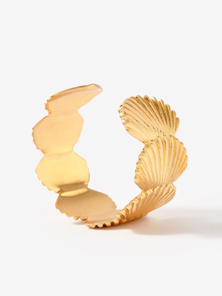 Mint Velvet Gold Shell Open Cuff Bracelet - Image 2 of 3 Mint Velvet Gold Shell Open Cuff Bracelet - Image 2 of 3