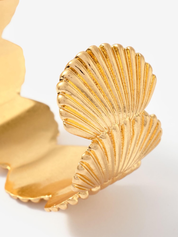 Mint Velvet Gold Shell Open Cuff Bracelet - Image 3 of 3 Mint Velvet Gold Shell Open Cuff Bracelet - Image 3 of 3