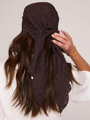 Mint Velvet Brown Cotton Broderie Charm Scarf - Image 3 of 6