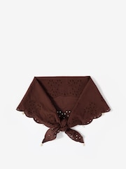 Mint Velvet Brown Cotton Broderie Charm Scarf - Image 4 of 6