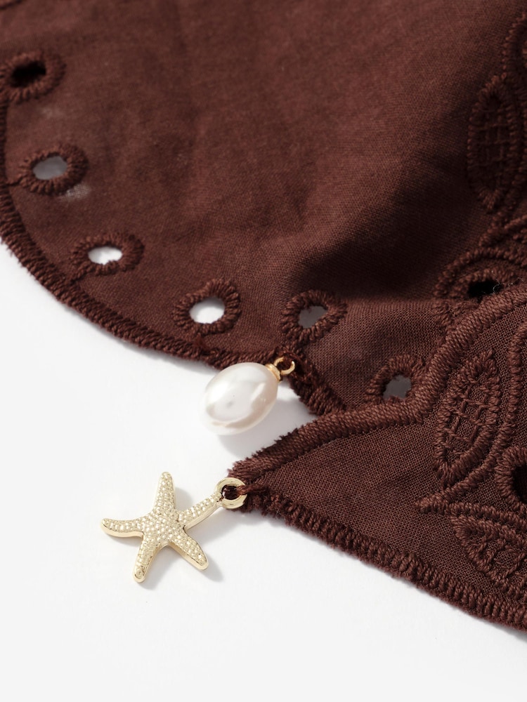 Mint Velvet Brown Cotton Broderie Charm Scarf - Image 6 of 6