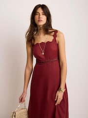 Mint Velvet Red Linen Midi Dress - Image 6 of 8