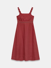 Mint Velvet Red Linen Midi Dress - Image 7 of 8