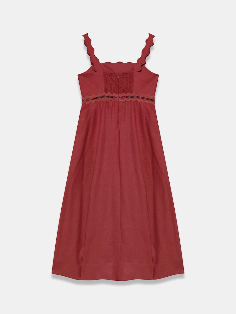 Mint Velvet Red Linen Midi Dress - Image 8 of 8