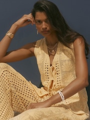 Mint Velvet Yellow Cotton Blend Crochet Knit Top - Image 6 of 8
