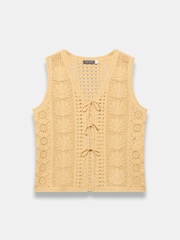 Mint Velvet Yellow Cotton Blend Crochet Knit Top - Image 7 of 8