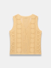 Mint Velvet Yellow Cotton Blend Crochet Knit Top - Image 8 of 8