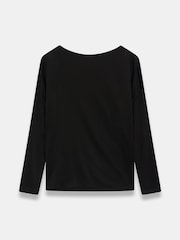 Mint Velvet Black Metallic Ruched Long Sleeve Top - Image 8 of 8