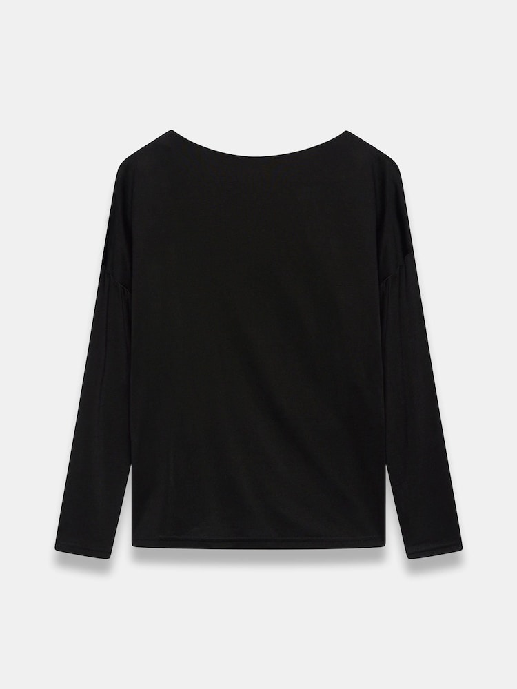 Mint Velvet Black Metallic Ruched Long Sleeve Top - Image 8 of 8 Mint Velvet Black Metallic Ruched Long Sleeve Top - Image 8 of 8