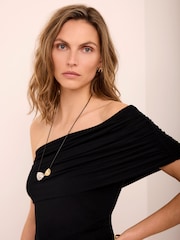 Mint Velvet Black One Shoulder Draped Top - Image 2 of 7