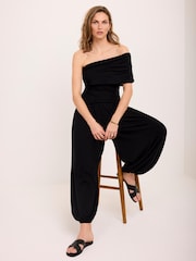 Mint Velvet Black One Shoulder Draped Top - Image 3 of 7