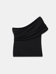 Mint Velvet Black One Shoulder Draped Top - Image 6 of 7