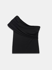 Mint Velvet Black One Shoulder Draped Top - Image 7 of 7