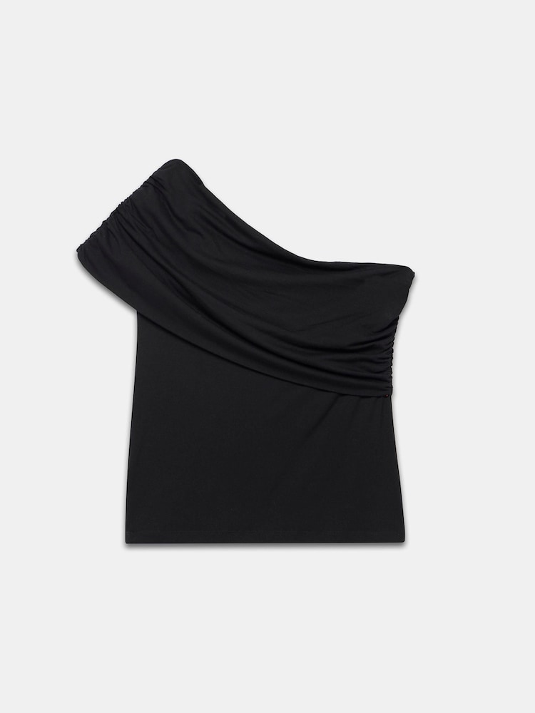 Mint Velvet Black One Shoulder Draped Top - Image 7 of 7