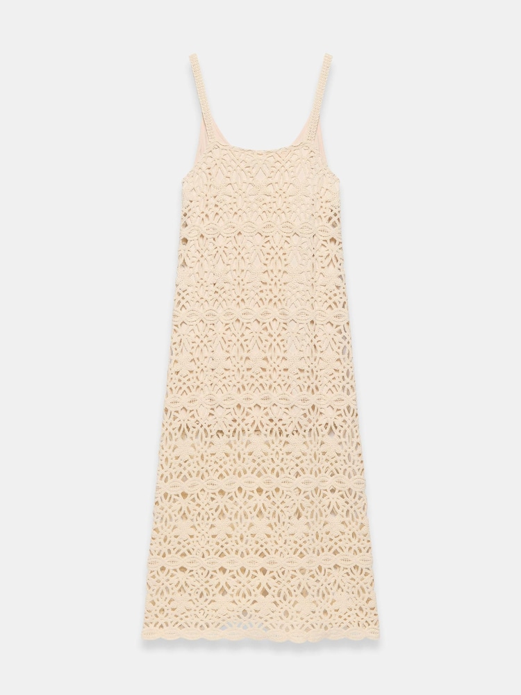 Mint Velvet Natural Cotton Crochet Midi Dress - Image 8 of 8