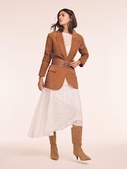 Mint Velvet White Lace Full Asymmetric Midi Dress - Image 6 of 8