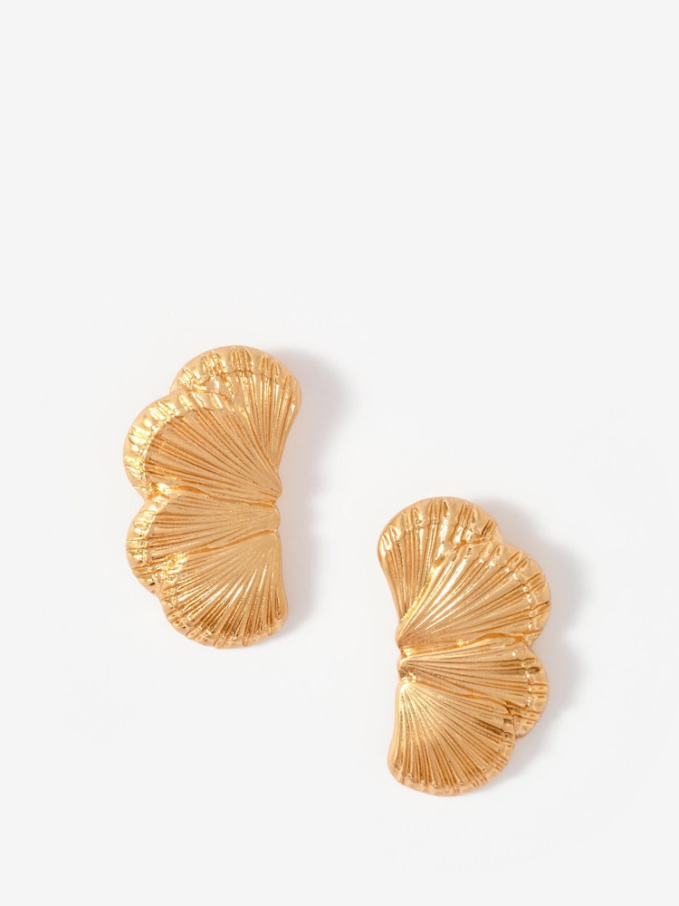 Mint Velvet Gold Tone Shell Statement Earrings - Image 1 of 4
