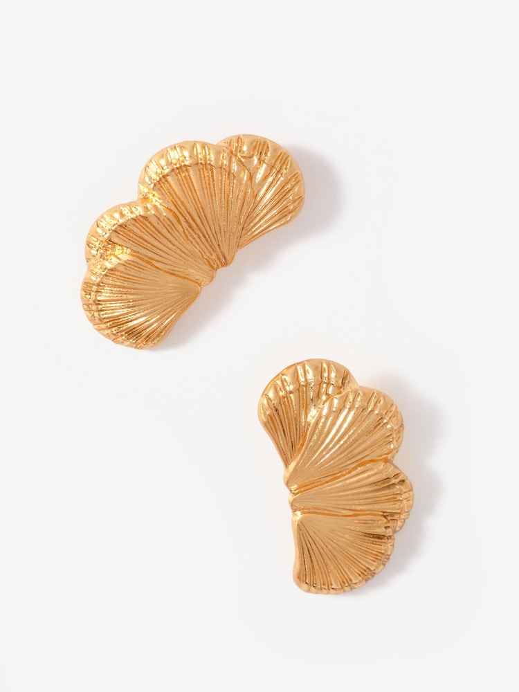 Mint Velvet Gold Tone Shell Statement Earrings - Image 2 of 4