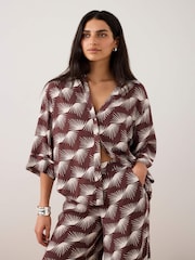 Mint Velvet Red Graphic Print Shirt - Image 1 of 8