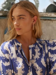 Mint Velvet Blue Cotton Printed Blouse - Image 4 of 7