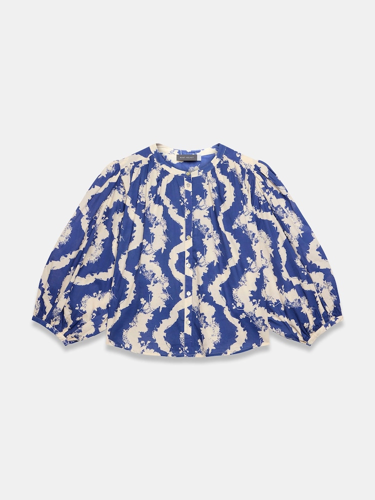 Mint Velvet Blue Cotton Printed Blouse - Image 7 of 7