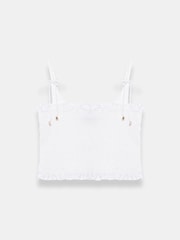 Mint Velvet White Linen Shirred Top - Image 7 of 8