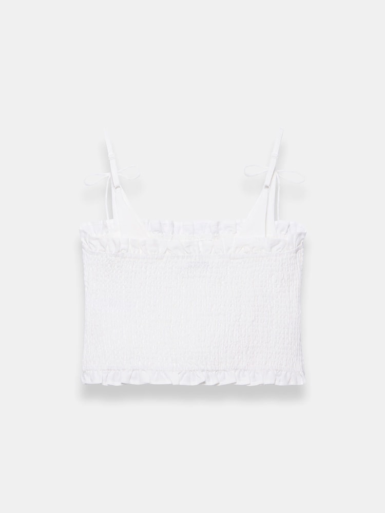 Mint Velvet White Linen Shirred Top - Image 8 of 8