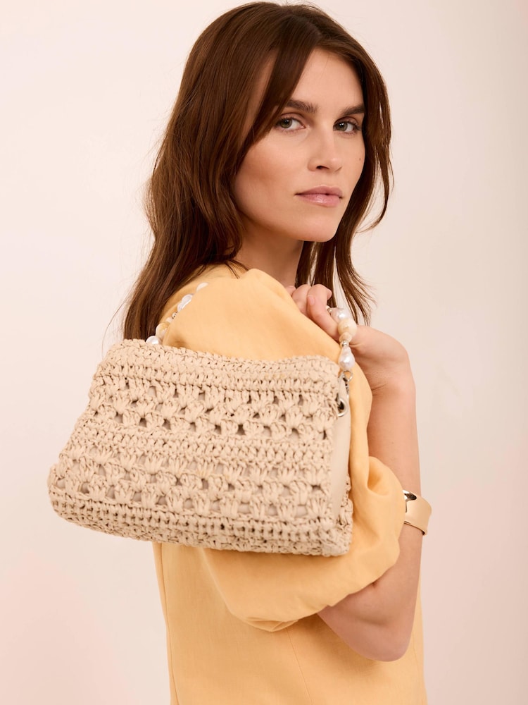 Mint Velvet Cream Sara Paper Cross-Body Bag - Image 1 of 5