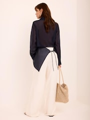 Mint Velvet Blue Longline Tie Back Shirt - Image 4 of 8