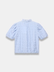 Mint Velvet Blue Jacquard Ruffle Blouse - Image 7 of 7
