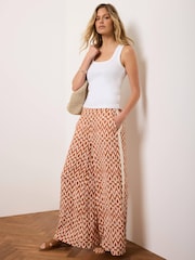 Mint Velvet Orange Geo Print Wide Leg Trousers - Image 3 of 8